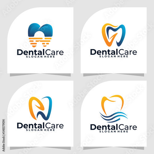 set of dental logo vector design template