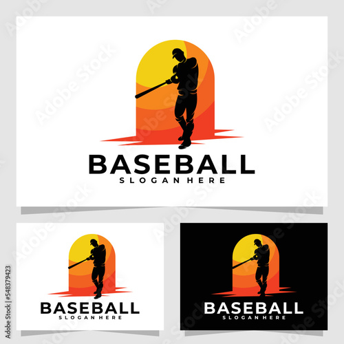 Photography set of baseball logo vector design silhouette