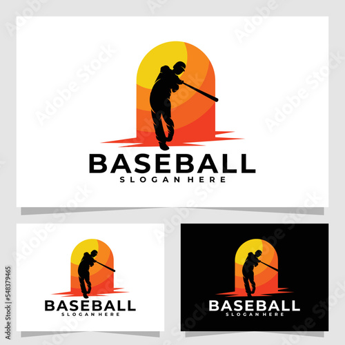set of baseball logo vector design silhouette