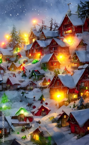 Santa Claus village is a festive place where people come to enjoy the holiday season. There are Christmas trees, lights, and decorations everywhere you look. Santa Claus himself is often there, greeti