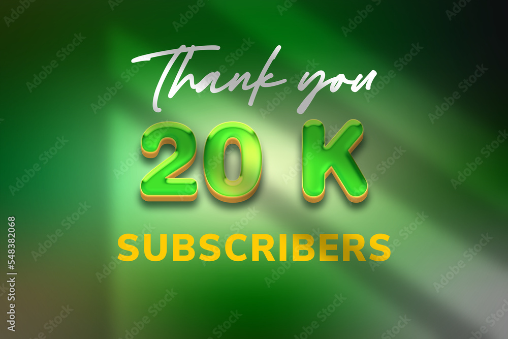 Naklejka premium 20 K subscribers celebration greeting banner with Candy Design