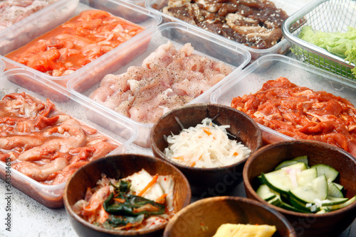 Korean food called Samgyupsal set