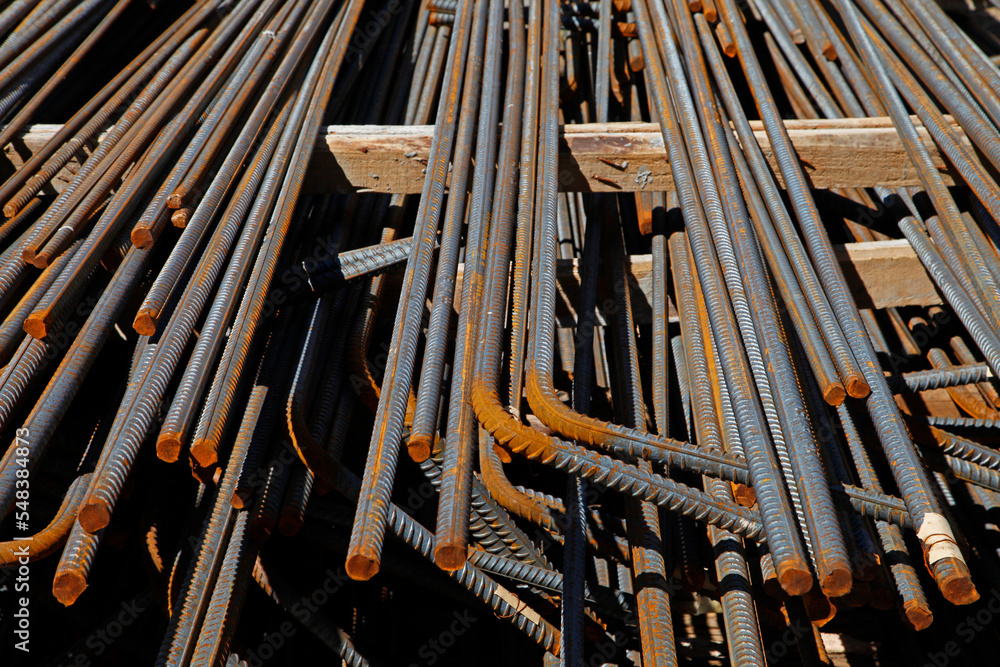 Rebar organised at the construction site