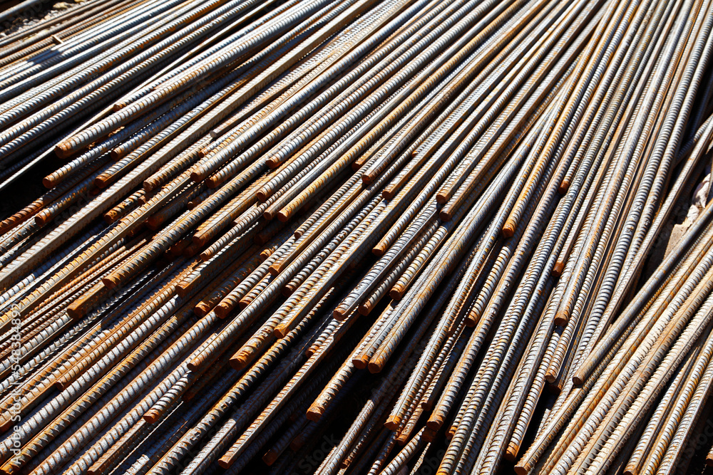 Rebar organised at the construction site Rebar organised at the construction site
