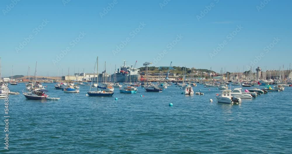 Boats Moored In The Harbour During Falmouth Week Celebration In Cornwall, UK. wide Boats Moored In The Harbour During Falmouth Week Celebration In Cornwall, UK. wide