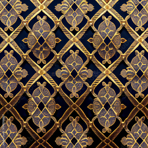 Diamonds and gold brocade damask pattern