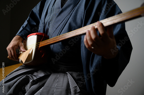 Close-up of Japanese 「Shamisen」 hand japanese musical instrument