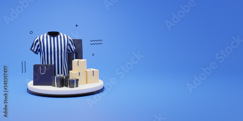 Special offer sale discount banner with 3d rendered object