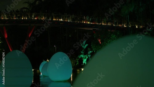 Ovoids floating on Dragonfly Lake, Gardens by the Bay, Singapore photo