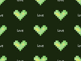 Love cartoon character seamless pattern on green background