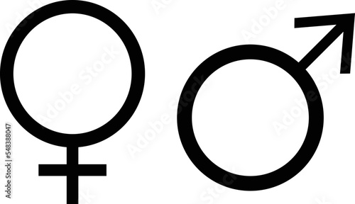 male and female symbols . Gender symbol. Female and male icon