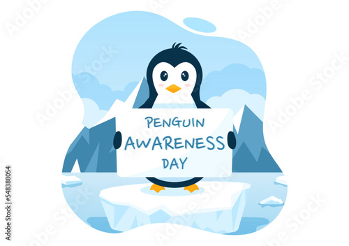 Happy Penguin Awareness Day on January 20th to Maintain the Penguins Population and Natural Habitat in Flat Cartoon Hand Drawn Templates Illustration