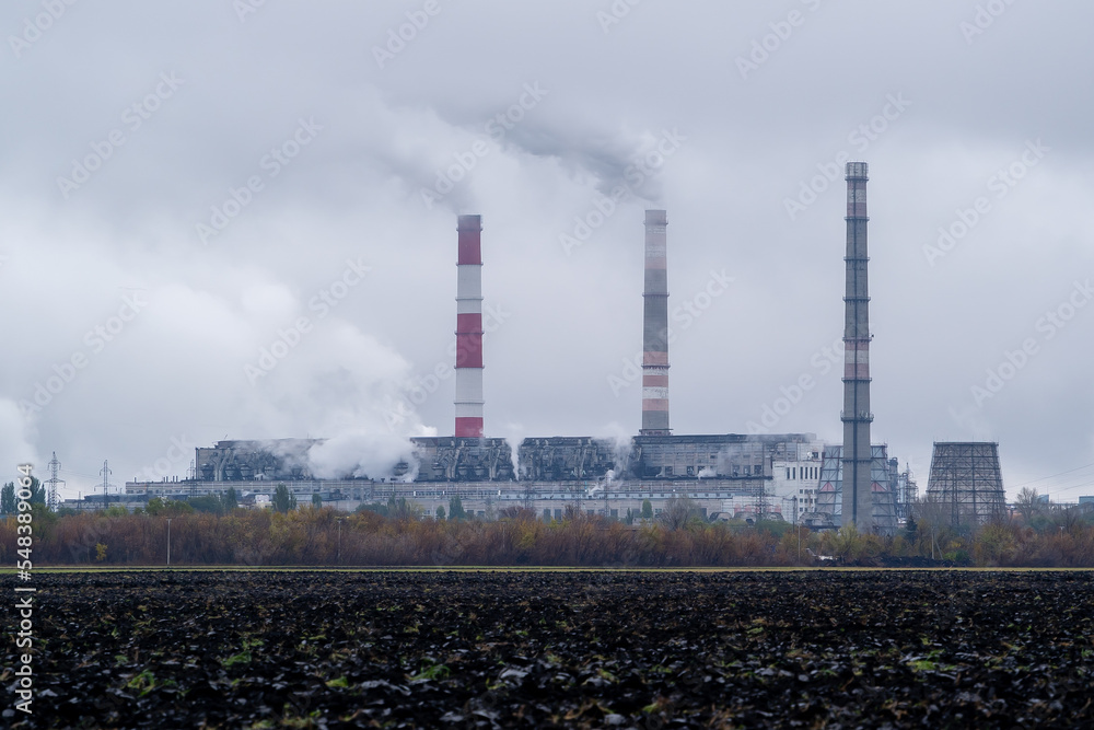 Time lapse of a vapors of harmful toxic substances in the form of thick white smoke emitted into the environment from the pipes of a chemical industrial enterprise Time lapse of a vapors of harmful toxic substances in the form of thick white smoke emitted into the environment from the pipes of a chemical industrial enterprise