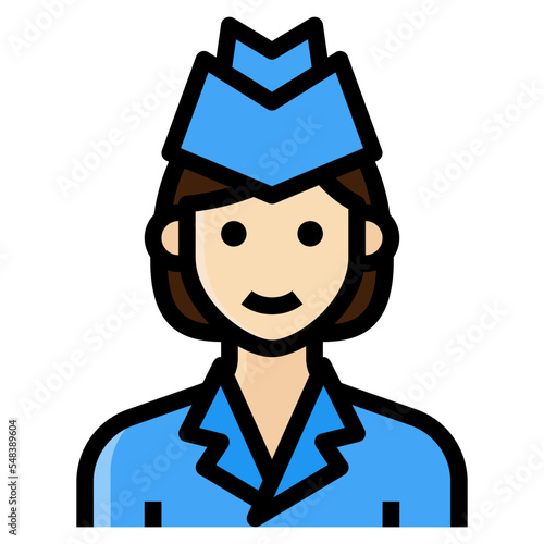 air hostess filled outline icon