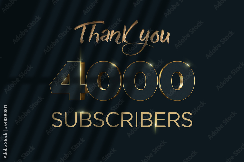 4000 subscribers celebration greeting banner with Luxury Design