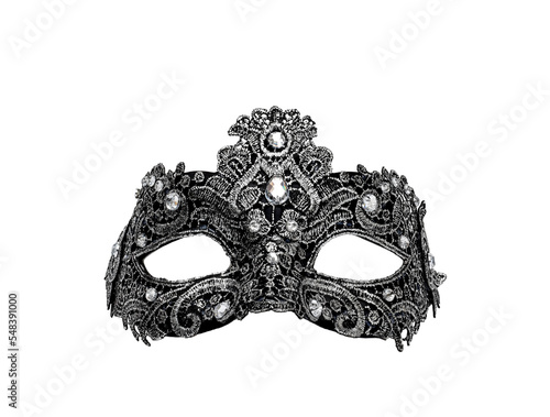 Black and white Mardi Gras mask isolated cutout