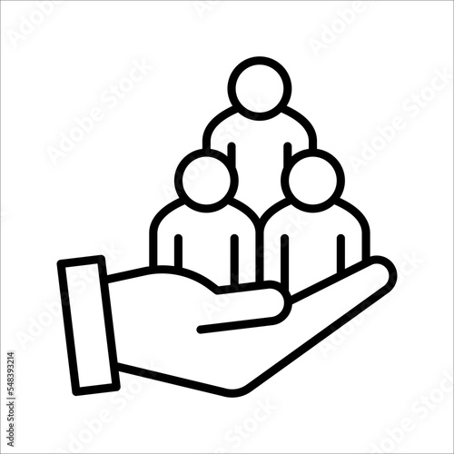 An inclusive workplace. Employee’s Protection Filled Outline icon vector illustration