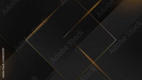 Luxury abstract background with golden lines on black, modern black backdrop concept 3d style. Illustration from vector about modern template deluxe design.