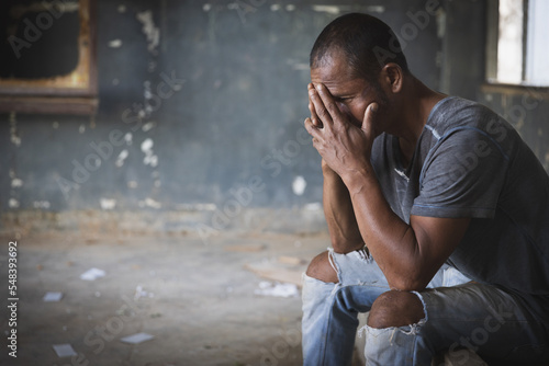 Canvastavla Drug addict man sleeping after using different types of drugs