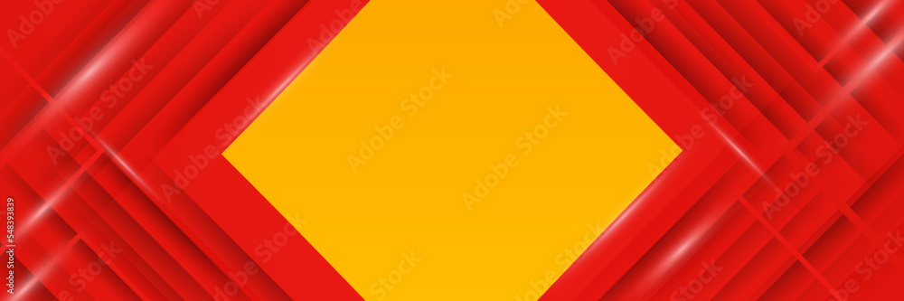 Background with red and yellow parts for comparison. Halftone dots on two color background, minimal pattern. Vector illustration, EPS10