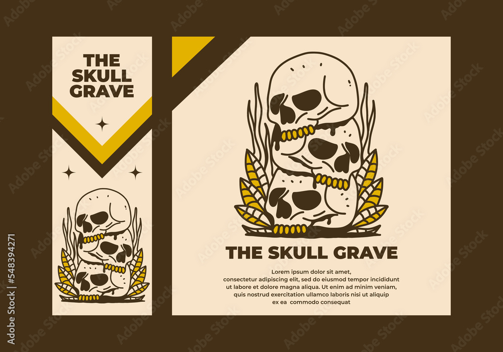 Obraz premium Vintage art illustration of a pile of skulls