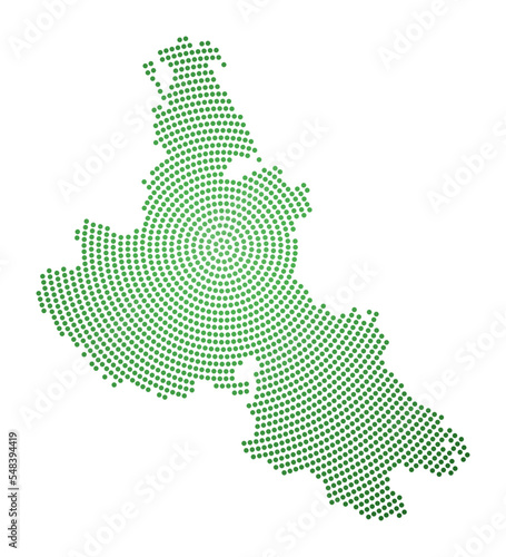 Krk dotted map. Digital style shape of Krk. Tech icon of the island with gradiented dots. Powerful vector illustration.