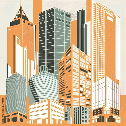 Urban Buildings And Skyscapers Illustration Of Icons