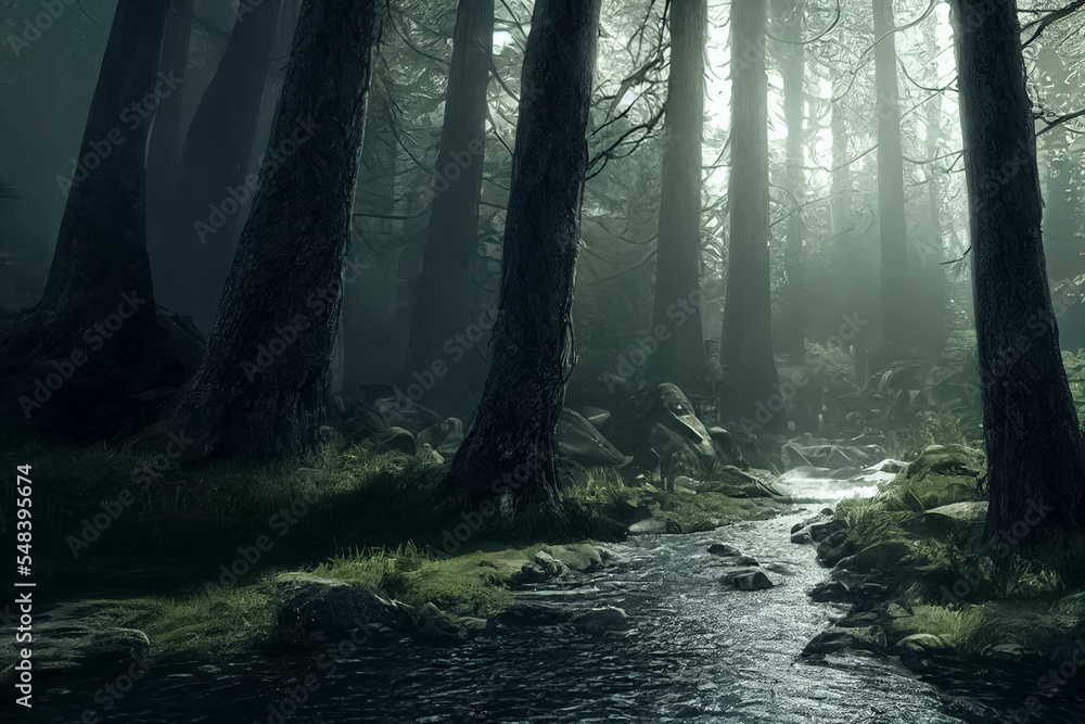 Obraz premium misty forest in the morning
