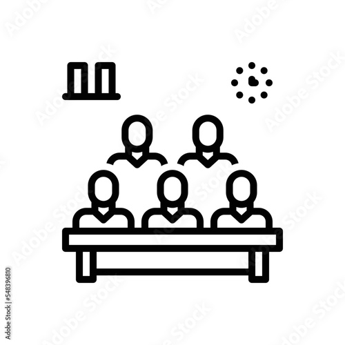 Black line icon for attending