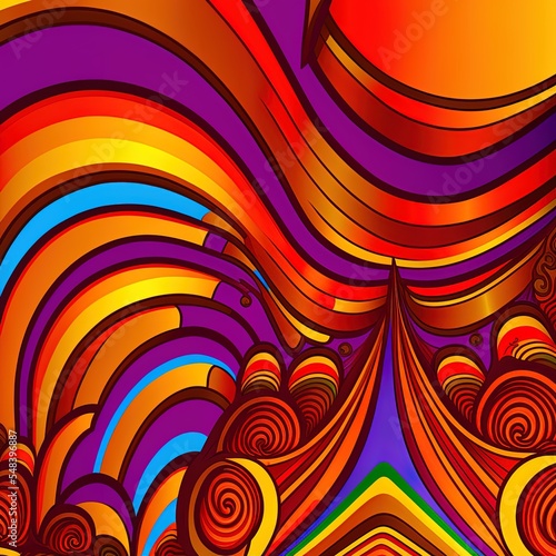 Psychedelic Groovy Background With Eaves © AkuAku