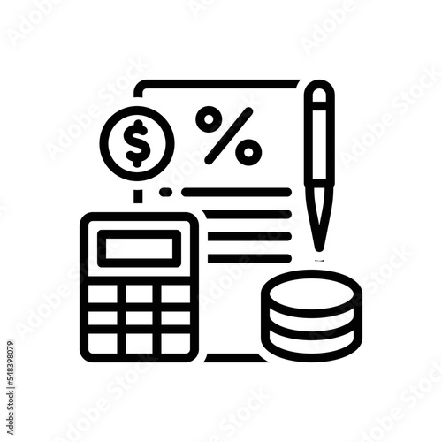 Black line icon for commission