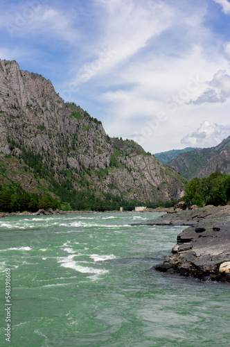 Mountain river Katun and rapids in Altay Russia