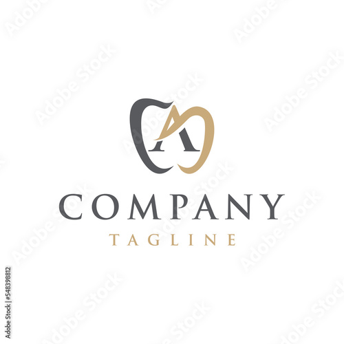 A Letter initial modern elegant luxury minimalis line art unique dental logo vector
