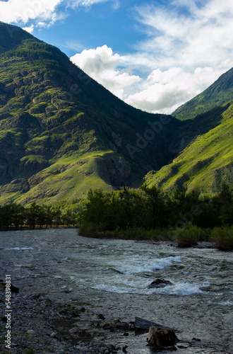 Mountain river Chulishman in Altay Russia photo
