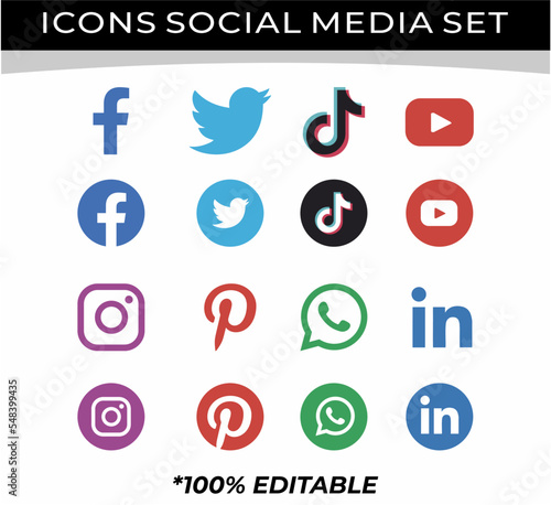Icon Popular Social Media Network And Messengers 3D Color And Monochrome Rounded Modern Icons Set In Different Variations On Abstract White Background