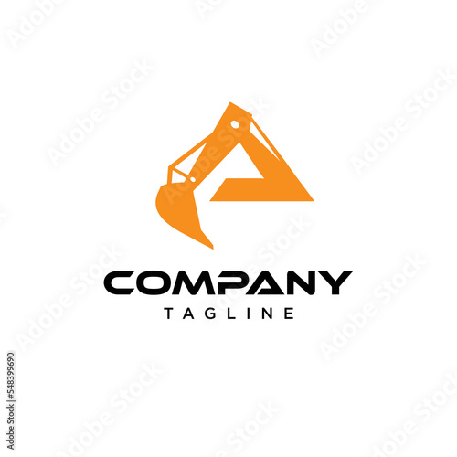 A Letter excavator Vector logo icon vector Template