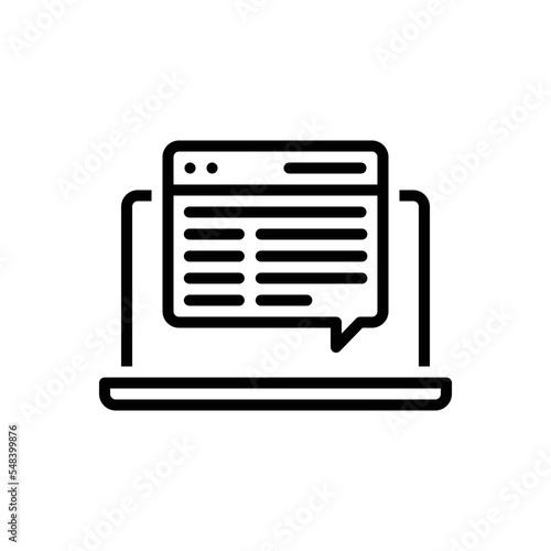 Black line icon for contents