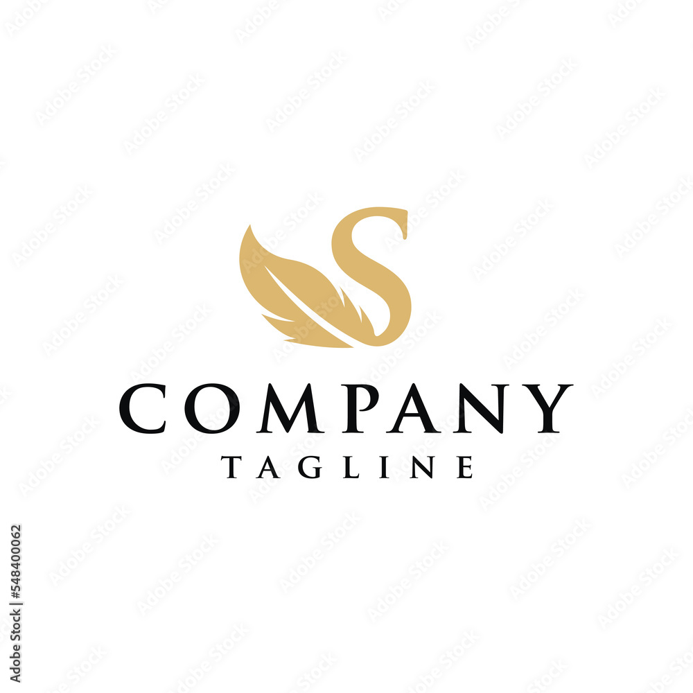Fototapeta premium S Letter initial feather design logo vector template