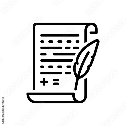 Black line icon for testament