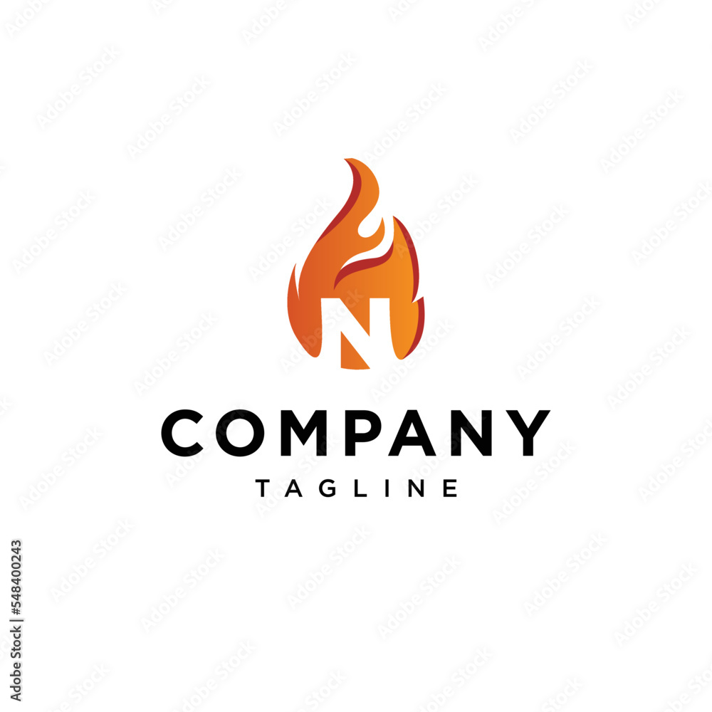 Obraz premium N Letter fire Vector logo icon vector Template