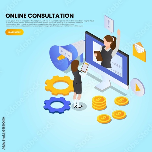 Financial Online consultation 3d isometric