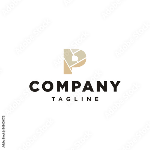 P Letter initial Floor Logo Template.