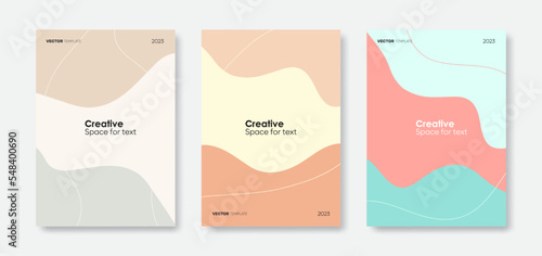 Set of trendy template designs. Abstract organic shapes background for text space, branding, and layout other. Vector, 2023