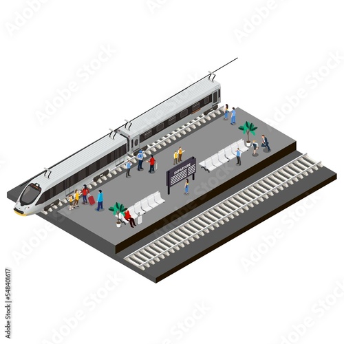 Speed train station 3d isometric