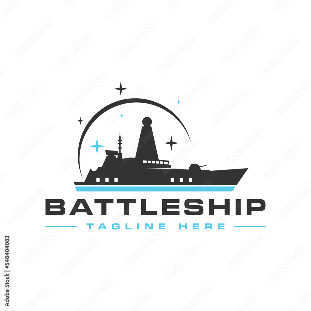 military combat ship vector illustration logo