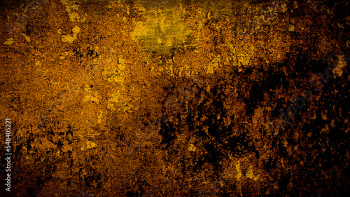 Cement old wall texture gradient dark yellow grained background.