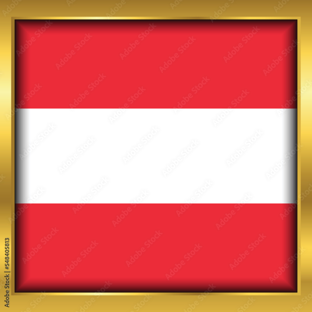 Fototapeta premium Austria Flag, Austria flag golden square button,Vector illustration eps10.