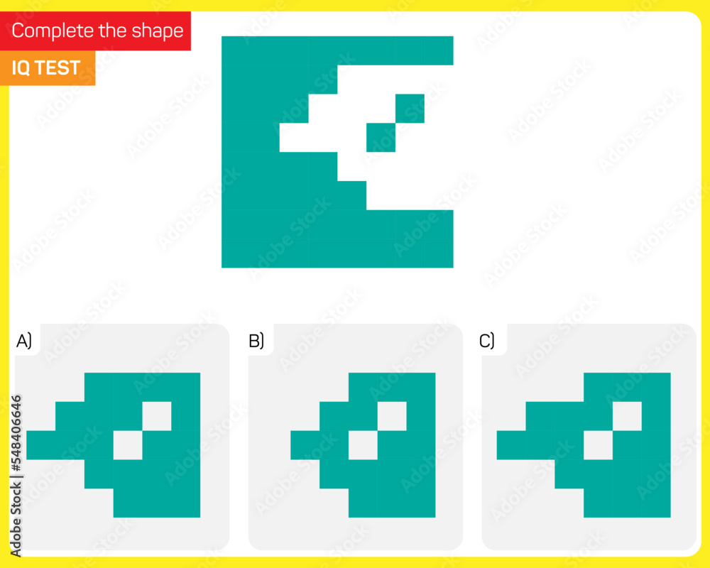 Obraz premium Find the Missing Piece. Shape completion questions, Find next shape