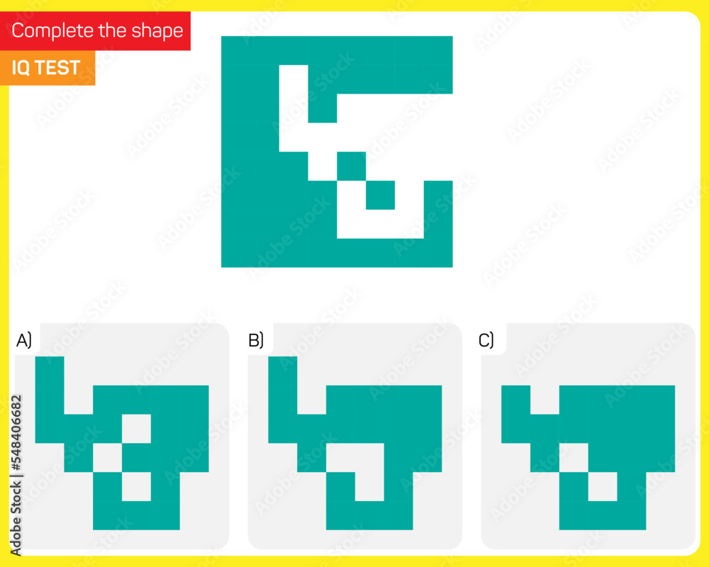 Obraz premium Find the Missing Piece. Shape completion questions, Find next shape