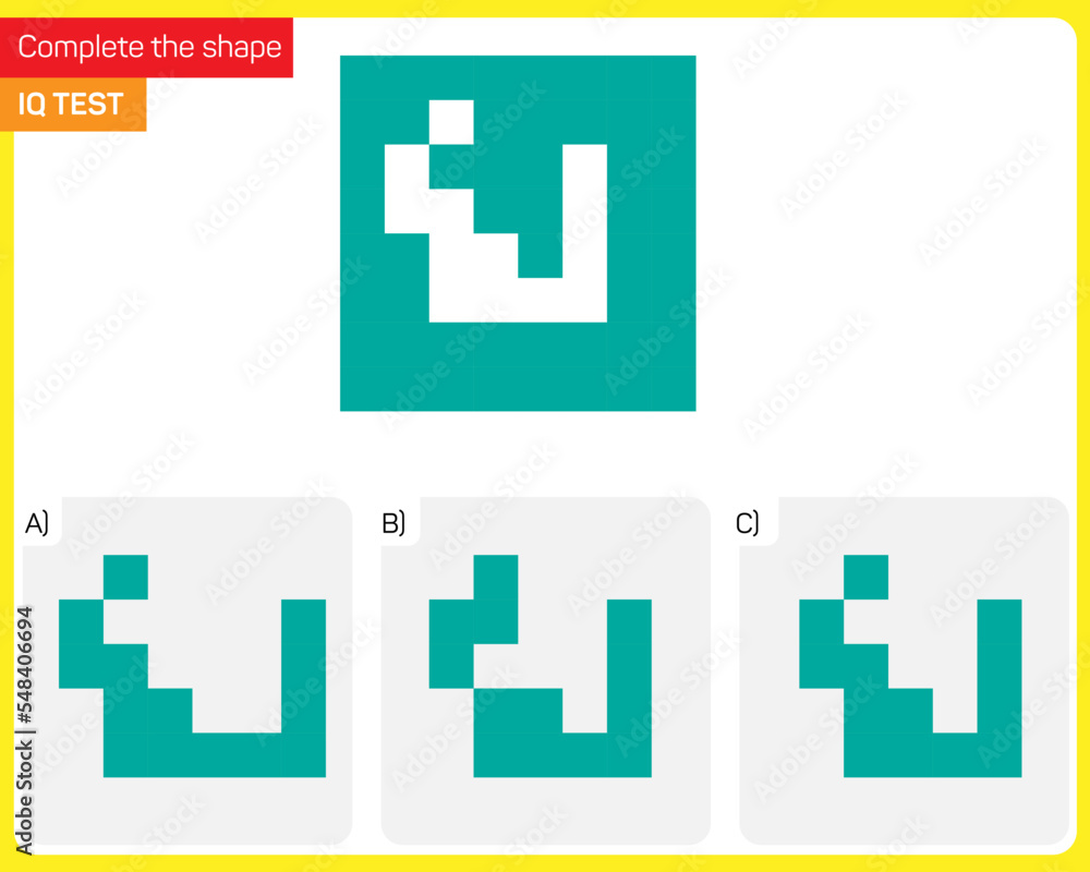 Obraz premium Find the Missing Piece. Shape completion questions, Find next shape